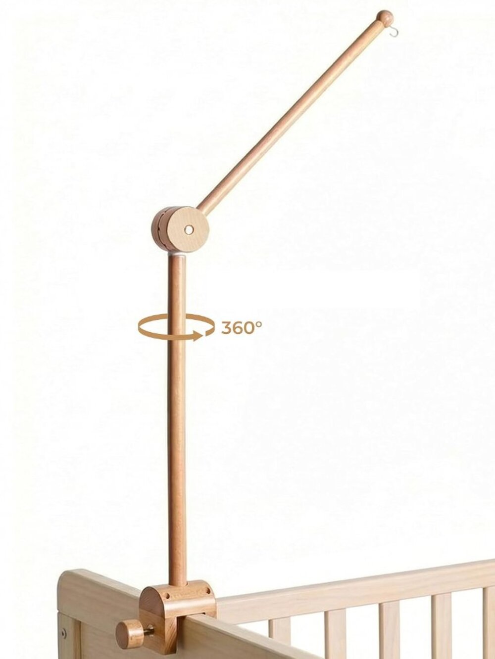 Baby Crib Mobile Arm - Wooden Baby Mobile Crib Holder Height Adjustable for Hang